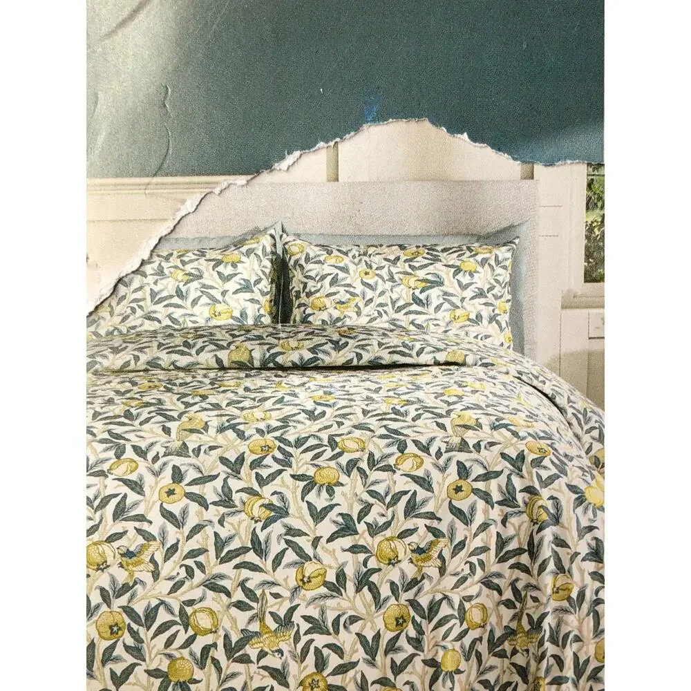 WILLIAM MORRIS KING DUVET BIRD AND POMEGRANATE Ochre Shams COTTAGE NEW!!!